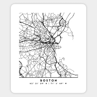 BOSTON MASSACHUSETTS BLACK CITY STREET MAP ART Magnet